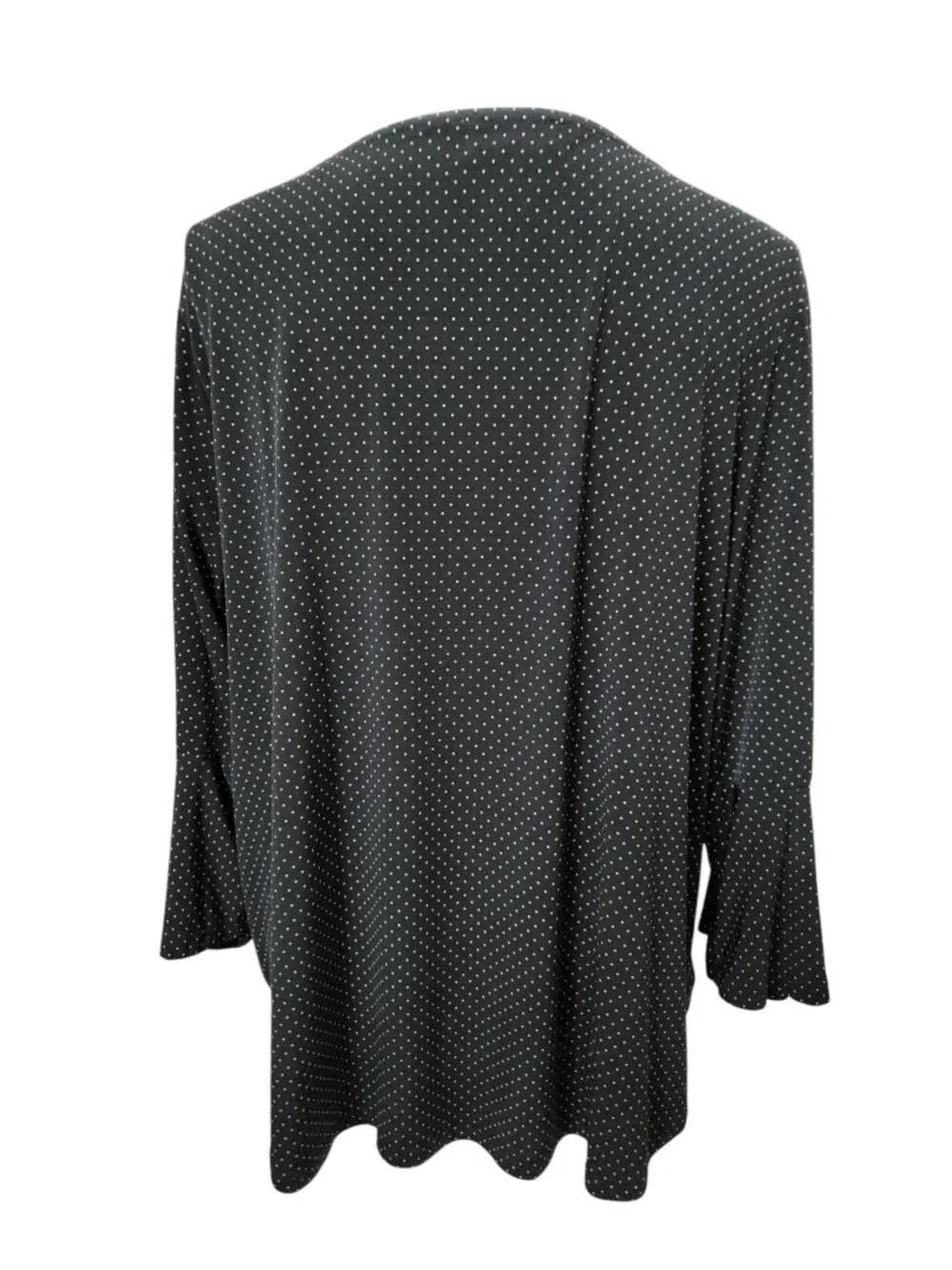 Carmen Mark Valvo Size 1X Black with White Polkadot Bell Sleeve Blouse - Picture 4 of 11